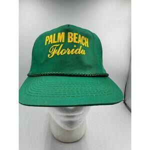 Palm Beach Florida Trucker Hat Green Yellow Rope Snapback Men’s